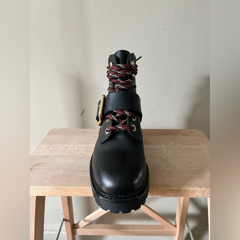 Sandro Black Leather Buckle Combat Boots | 37 - Picture 7 of 7